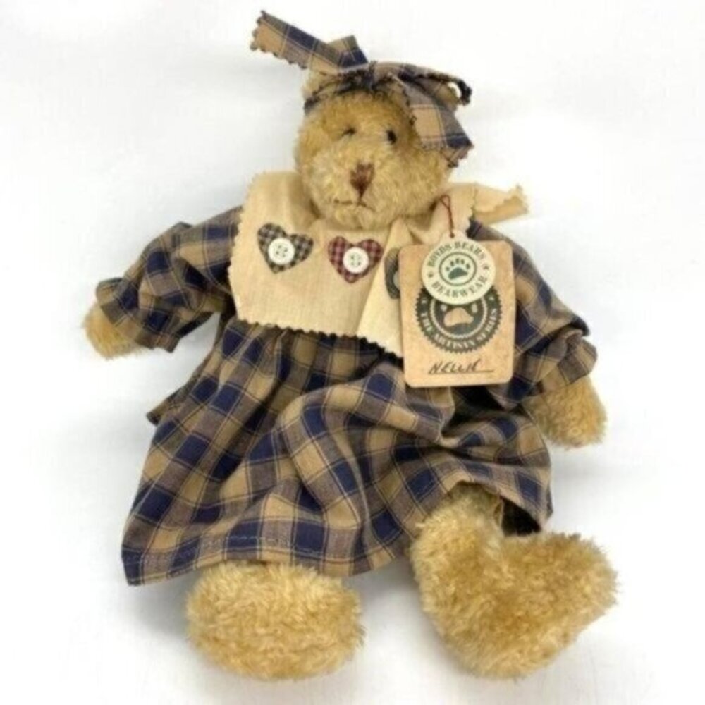 Vintage Boyds Bears Nellie Artisan Series Plush Plaid Dress W/ Tags